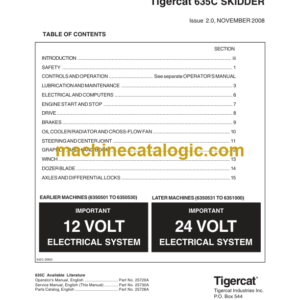 Tigercat 635C Skidder Service Manual (6350501 - 6351000) (25730A)