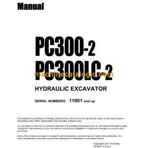 Komatsu PC300-2 PC300LC-2 Hydraulic Excavator Shop Manual (SEBM0207B01)