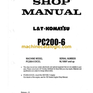 Komatsu PC200-6 Hydraulic Excavator Shop Manual (NL10001 and up)