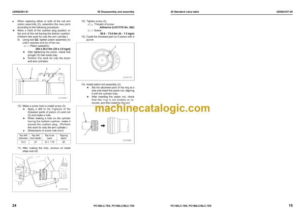 Komatsu PC160LC-7E0 PC180LC-7E0 PC180NLC-7E0 Hydraulic Excavator Shop Manual (UEN01892-04)