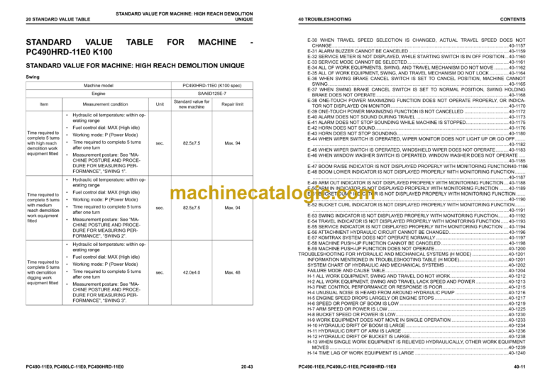 Komatsu PC490HRD-11E0 Hydraulic Excavator Shop Manual (UENBM00740)