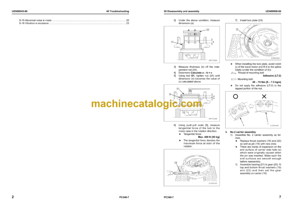 Komatsu PC340LC-7 PC340NLC-7 Galeo Hydraulic Excavator Shop Manual (UEN00262-00)