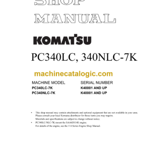 Komatsu PC340LC, PC340NLC-7K Hydraulic Excavator Shop Manual (UEBM001501)