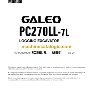 Komatsu PC270LL-7L Galeo Hydraulic Excavator Shop Manual (CEBM014600)