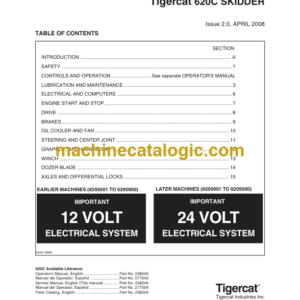 Tigercat 620C Skidder Service Manual (6200501 - 6205000) (23824A)