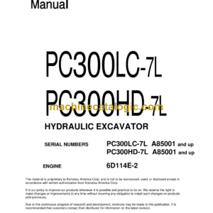 Komatsu PC300LC-7L PC300HD-7L Hydraulic Excavator Shop Manual (CEBM009105)