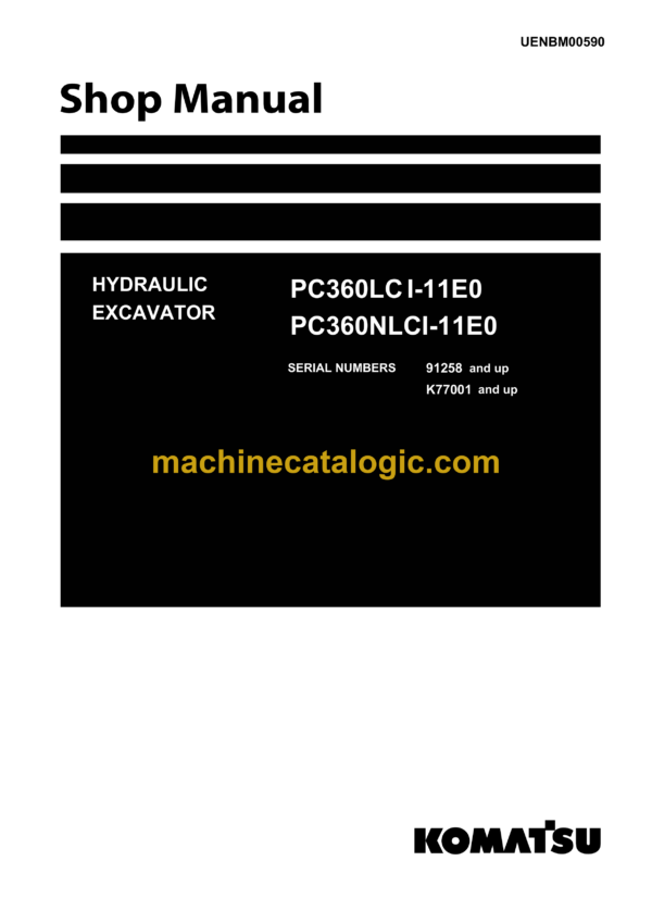 Komatsu PC360LCi-11E0, PC360NLCi-11E0 Hydraulic Excavator Shop Manual (UENBM00590)