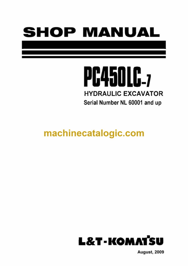 Komatsu PC400 PC400LC-7 PC450 PC450LC-7 Hydraulic Excavator Shop Manual (SEBM033012)