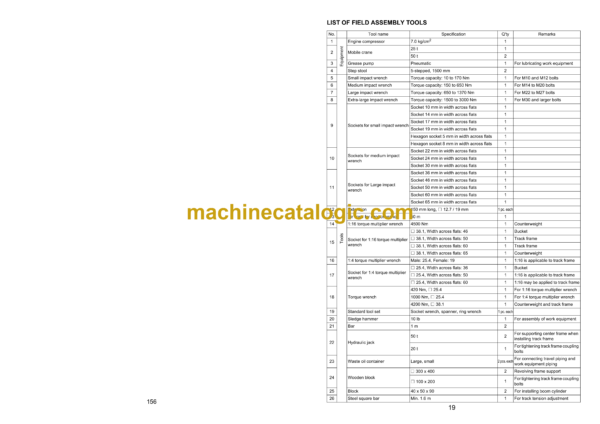 Komatsu PC1250-11 PC1250-11E0 PC1250LC-11 PC1250LC-11E0 PC1250SP-11 PC1250SP-11E0 Hydraulic Excavator Field Assembly Instruction (GEN00203-06)