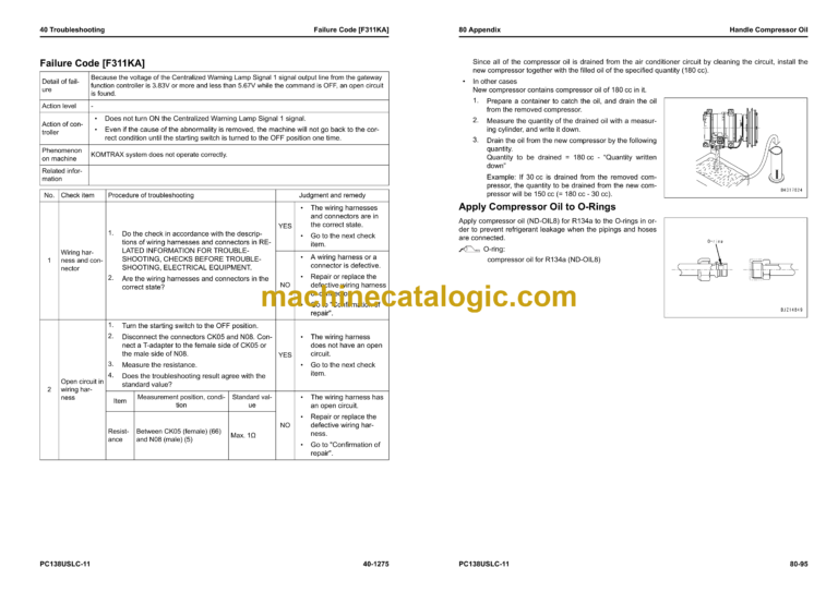 Komatsu PC138USLC-11 Hydraulic Excavator Shop Manual (SEN06589-16)