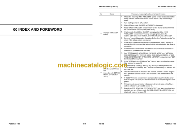 Komatsu PC360LCi-11E0, PC360NLCi-11E0 Hydraulic Excavator Shop Manual (UENBM00590)