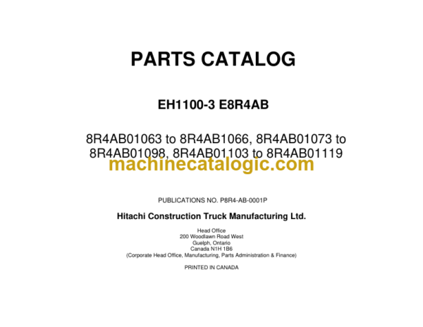 Hitachi EH1100-3 8R4AB All Parts Catalog