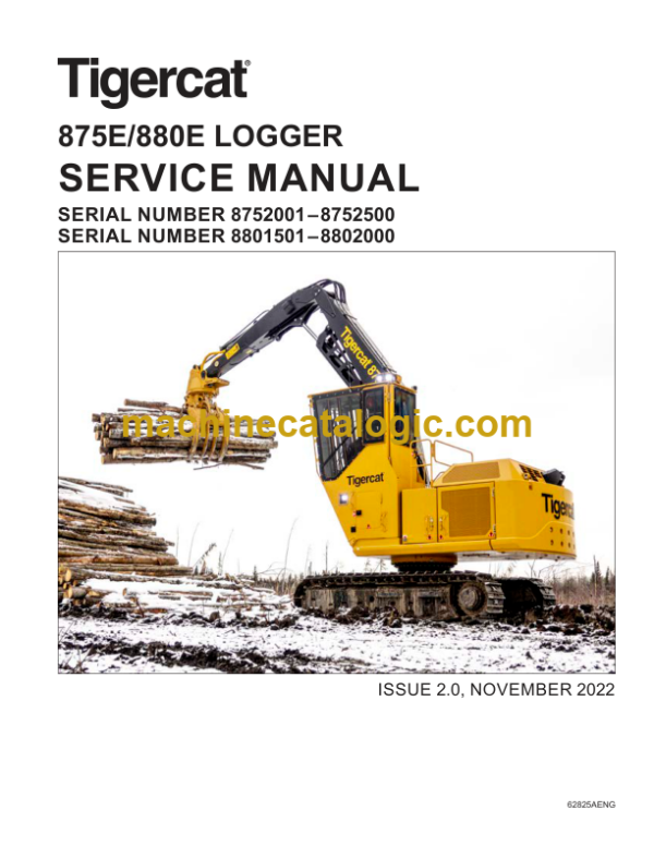 Tigercat 875E, 880E Logger Service Manual (8752001–8753000) (62825AENG)