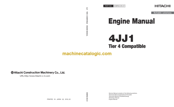 Hitachi 4JJ1 Tier 4 Compatible Engine Manual