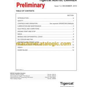 Tigercat AD610C Utility Vehicle Service Manual (6109001 - 6109250) (35612A)