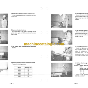 Hitachi H10, H20, H30, H50, H80, H100, H150, H200, H300, H400, H500 Hydraulic Breaker Service Manual