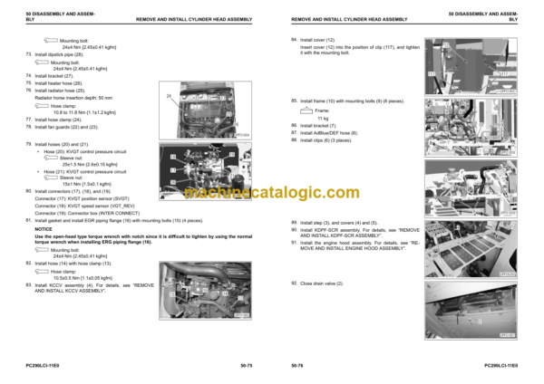 Komatsu PC290LCi-11E0, PC290NLCI-11E0 Hydraulic Excavator Shop Manual (UENBM00580)