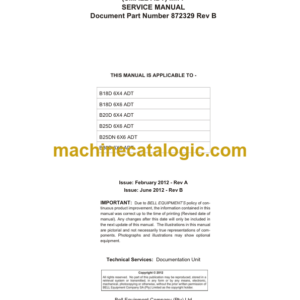 Hitachi BELL ADT (SMALL ADT) MK 7 Articulated Dump Truck Service Manual