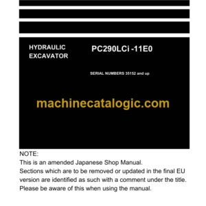 Komatsu PC290LCi -11E0 Hydraulic Excavator Shop Manual (SEN06802-01)