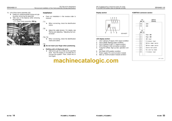 Komatsu PC45MR-3 PC55MR-3 Hydraulic Excavator Shop Manual (SEN04597-13)