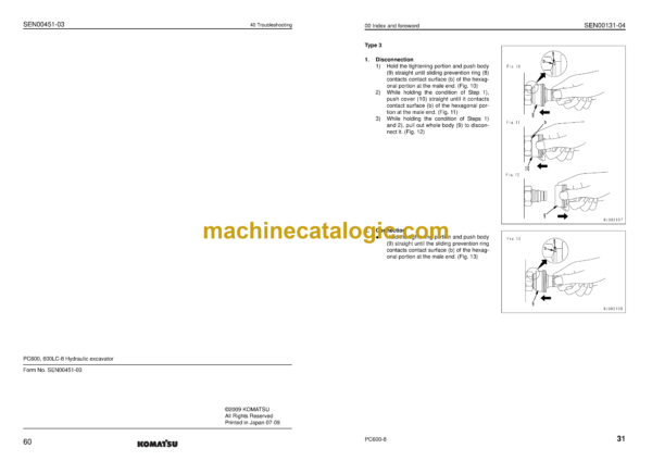 Komatsu PC600-8 PC600LC-8 Hydraulic Excavator Shop Manual (SEN00128-25)