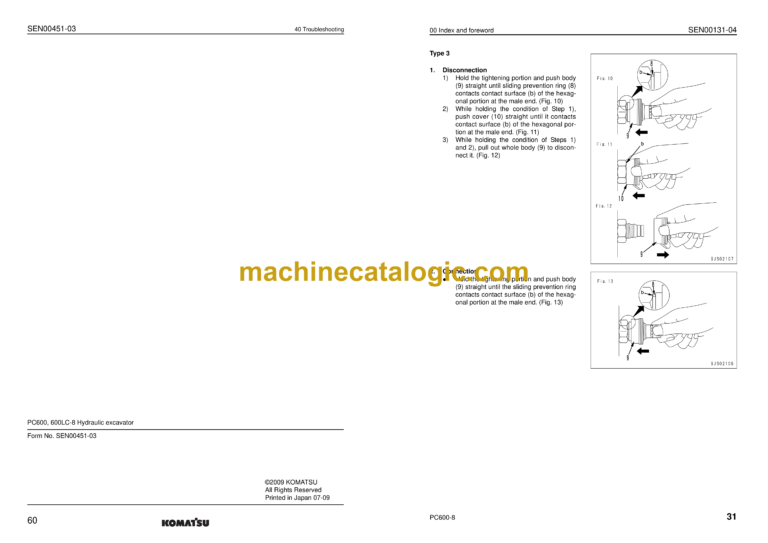 Komatsu PC600-8 PC600LC-8 Hydraulic Excavator Shop Manual (SEN00128-25)