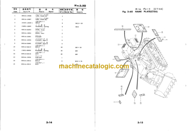 Hitachi CT5A, CT5Q Crawler Shovel Parts Catalog