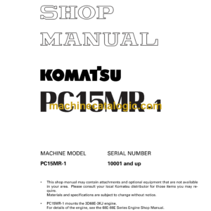 Komatsu PC15MR-1 Hydraulic Excavator Shop Manual (SEBM019002)