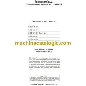 Hitachi BELL ADT (LARGE ADT) MK 7 Articulated Dump Truck Service Manual