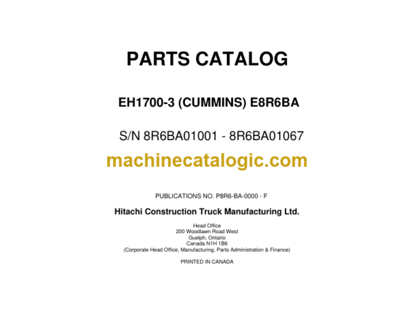 Hitachi EH1700-3 8R6BA Parts Catalog