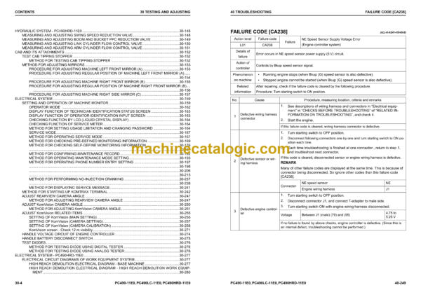 Komatsu PC490-11E0 PC490LC-11E0 PC490HRD-11E0 Hydraulic Excavator Shop Manual (UENBM00500)