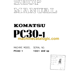 Komatsu PC30-1 Hydraulic Excavator Shop Manual (SEBM020SA01)