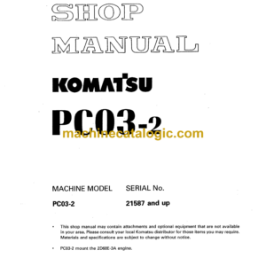 Komatsu PC03-2 Hydraulic Excavator Shop Manual (SEBM025000)