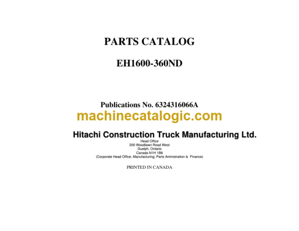 Hitachi EH1600-360ND Parts Catalog