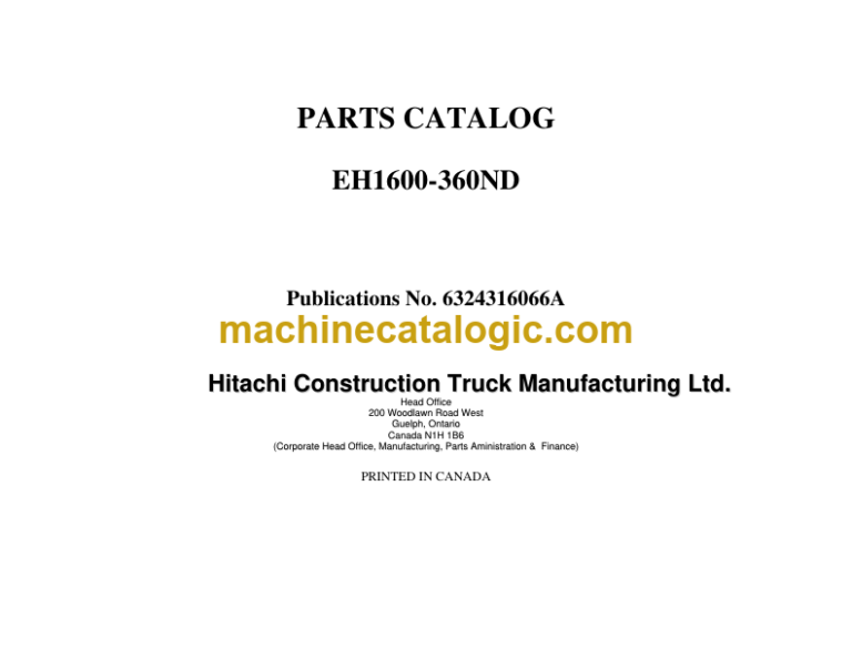 Hitachi EH1600-360ND Parts Catalog
