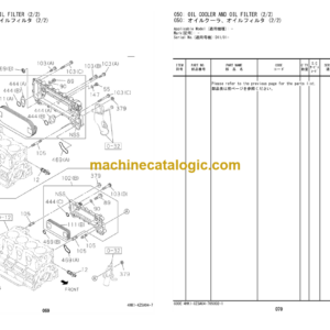 Hitachi 170W-5B, 190W-5B, 220W-5B Series ISUZU 4HK1-XZSA04 Wheeled Excavator Engine Parts Catalog