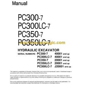 Komatsu PC300-7 PC300LC-7 PC350-7 PC350LC-7 Hydraulic Excavator Shop Manual (SEBM025808)