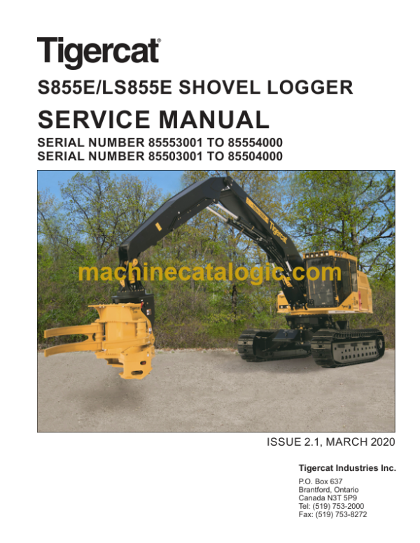 Tigercat LS855E Shovel Logger Service Manual (85503001 - 85505000) (51129AENG)