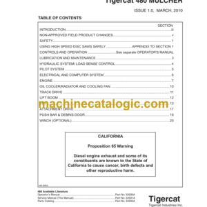 Tigercat 480 Mulcher Service Manual (4800101 - 4801000) (33591A)