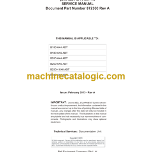 Hitachi BELL SMALL ADT MK7.2 Articulated Dump Truck Service Manual