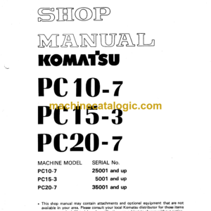 Komatsu PC10-7 PC15-3 PC20-7 Hydraulic Excavator Shop Manual (SEBM020P0703)