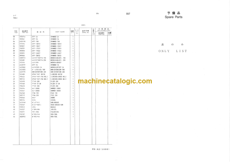 Hitachi CT10 Climbing Crane Parts Catalog