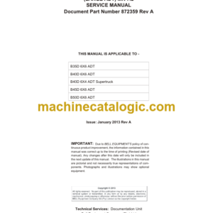 Hitachi BELL LARGE ADT MK7.2 Articulated Dump Truck Service Manual