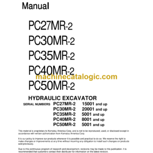 Komatsu PC27MR-2 PC30MR-2 PC35MR-2 PC40MR-2 PC50MR-2 Hydraulic Excavator Shop Manual (SEBM032406)