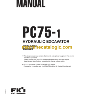 Komatsu PC75-1 Hydraulic Excavator Shop Manual (WEBM000501)