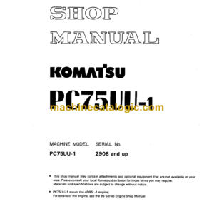 Komatsu PC75UU-1 Hydraulic Excavator Shop Manual (SEBM000401)