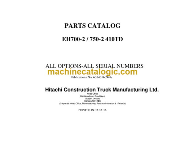 Hitachi EH700-2, EH750-2 All Option - All Serial Numbers Parts Catalog