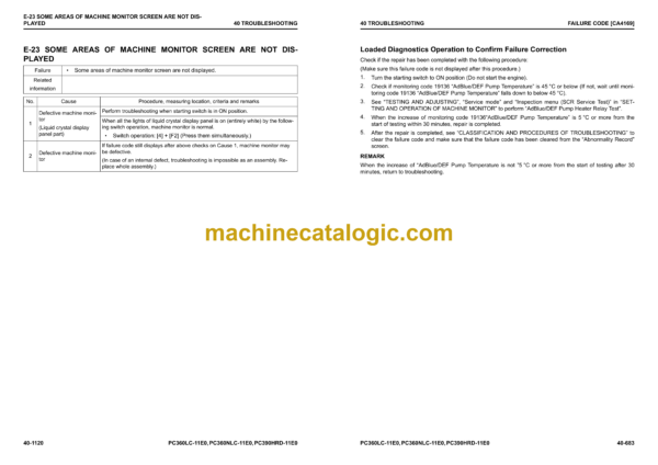 Komatsu PC360LC-11E0 PC360NLC-11E0 PC390HRD-11E0 Hydraulic Excavator Shop Manual (UENBM00651)