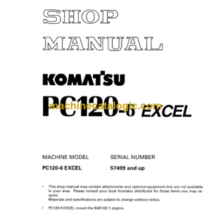 Komatsu PC120-6 Excel Hydraulic Excavator Shop Manual (SEBM010404)