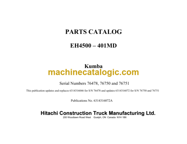 Hitachi EH4500 401MD, 401MDD, 402MD, 402MDC 411MD Parts Catalog